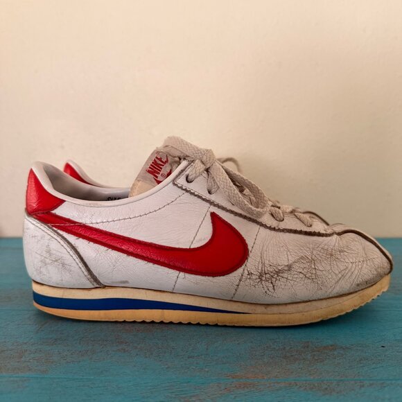VTG 80's Nike Cortez Womens US 7 Forrest Gump Shoe White & Red Made in Korea - Picture 1 of 13
